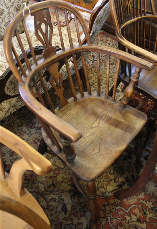 Victorian ash and elm Windsor armchair